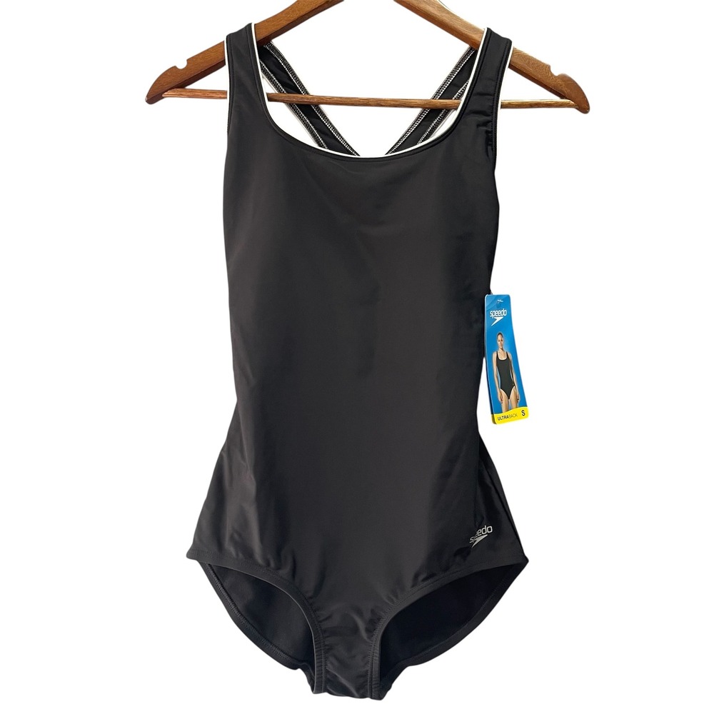 Speedo Ultraback Swimsuit Women S Black One Piece Athletic Training NWT‎